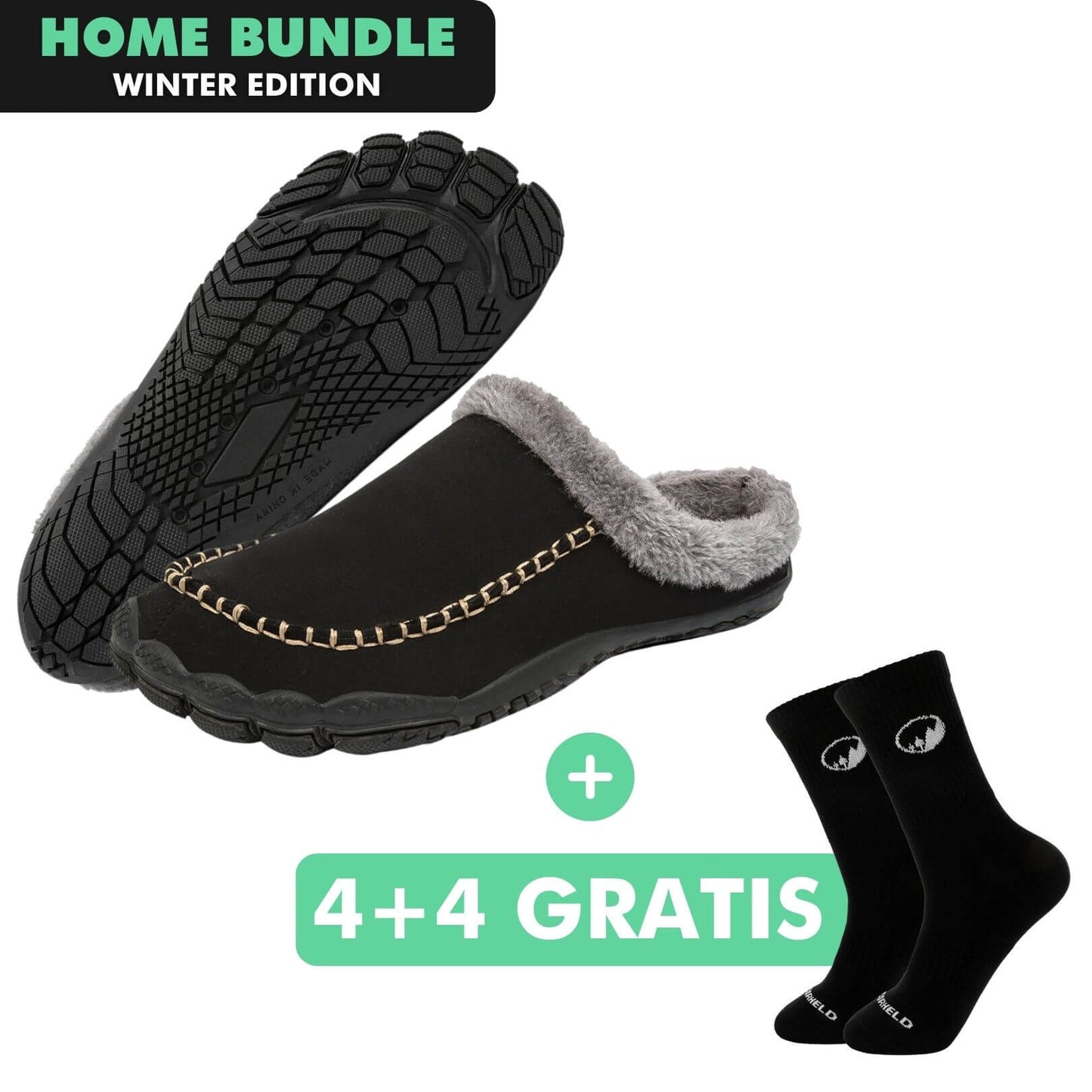 HOME-BUNDLE: Home Pro Barfuß-Hausschuhe + 4+4 Paar GRATIS Barfußsocken