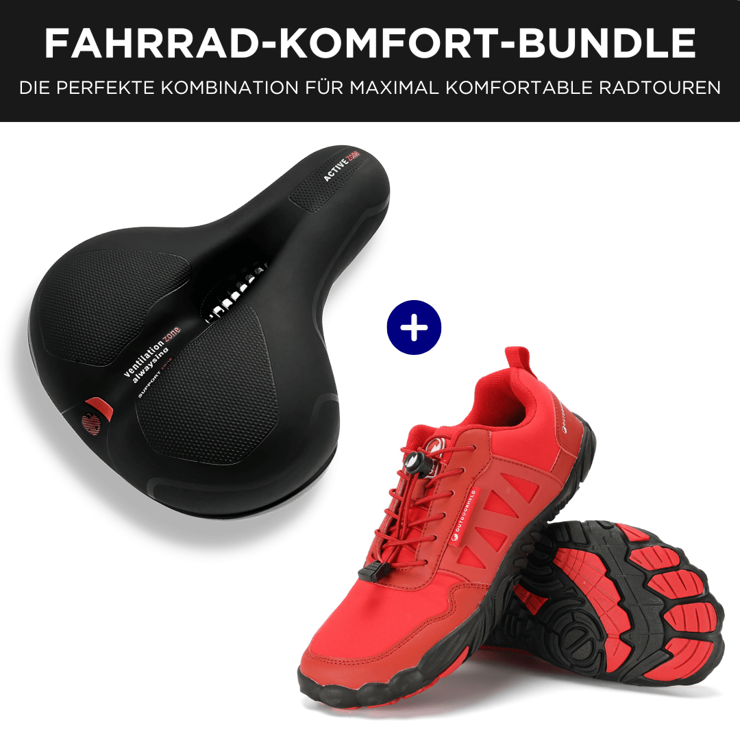 Fahrrad-Komfort-Bundle: Barfußschuhe + Fahrrad-Sattel
