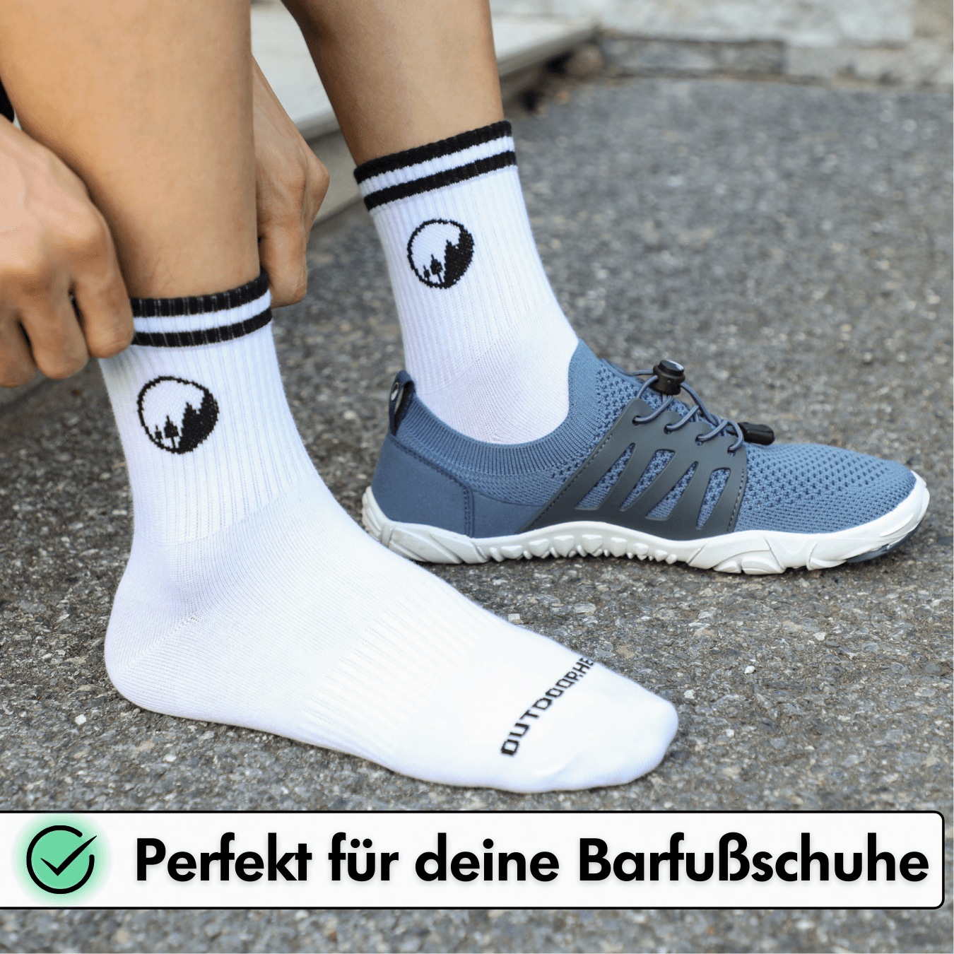 Mittelhohe Retro Barfußsocken - Weiß