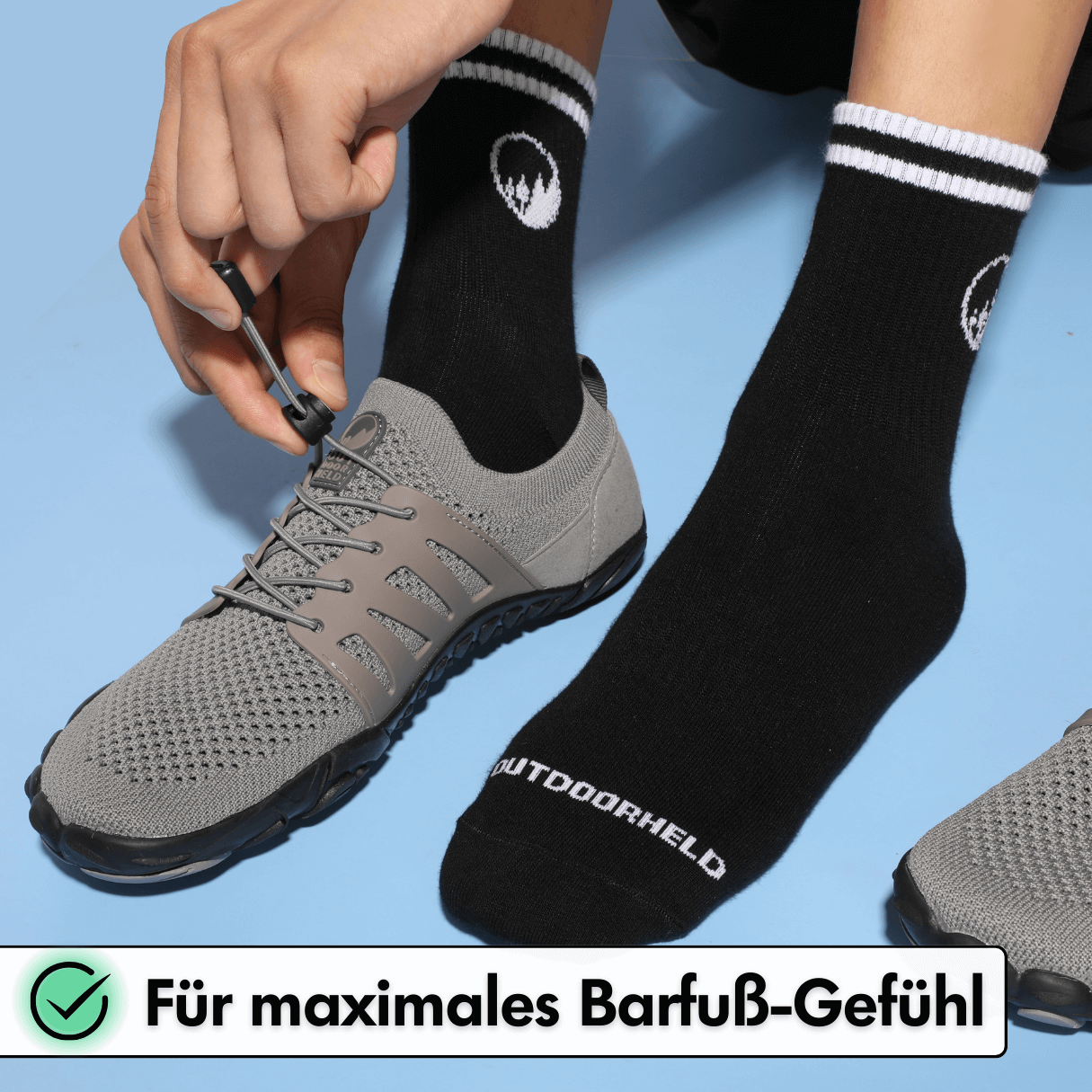 Mittelhohe Retro-Barfußsocken - Schwarz