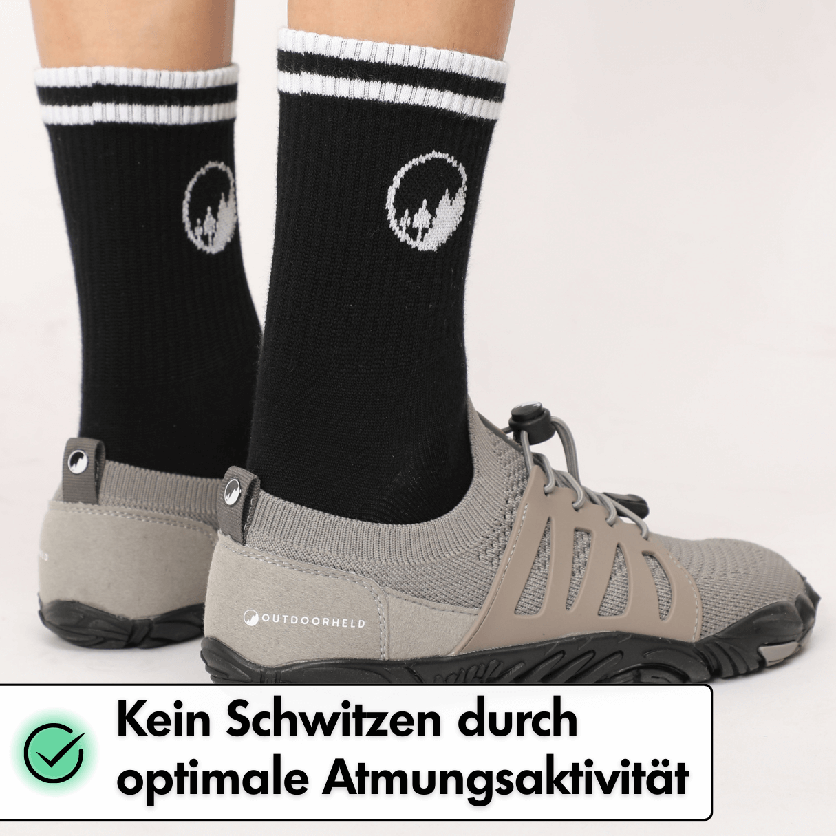 Mittelhohe Retro-Barfußsocken - Schwarz