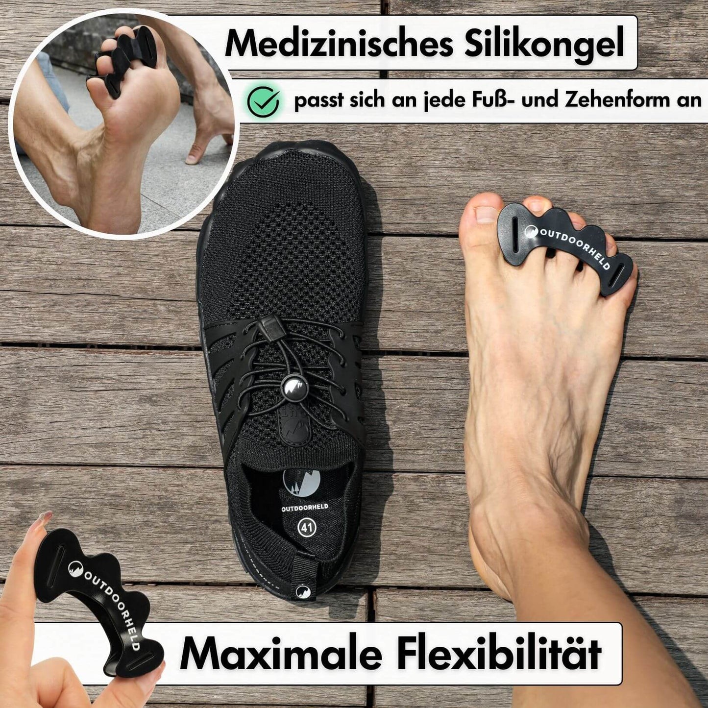 Fußgesundheits-Bundle: Barfußschuhe + Zehenspreizer